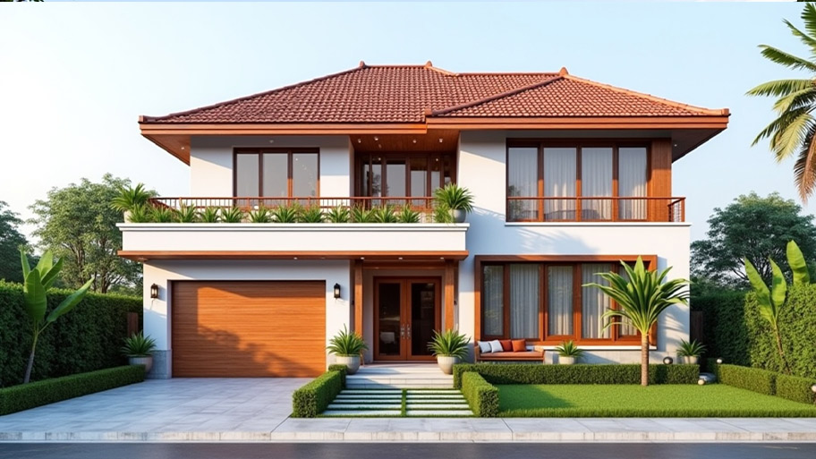Tham khảo những mẫu thiết kế nhà chữ L 70m2 đẹp mê ly Mẫu thiết kế nhà hình chữ L 70m2 có sân vườn