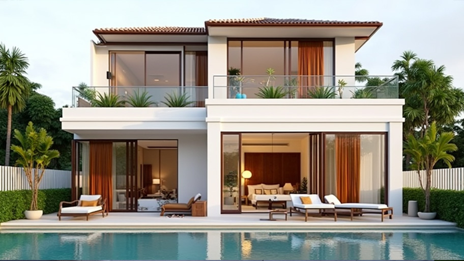 Tham khảo những mẫu thiết kế nhà chữ L 70m2 đẹp mê ly Mẫu thiết kế nhà hình chữ L 70m2 đẹp 2 phòng ngủ