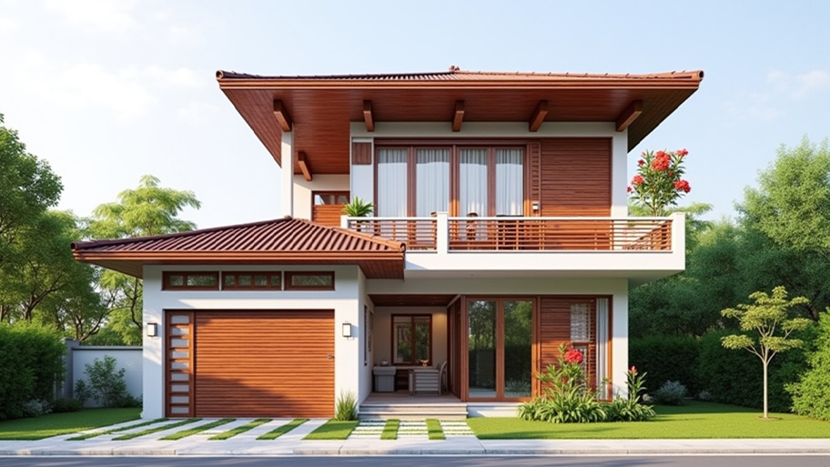 Tham khảo những mẫu thiết kế nhà chữ L 70m2 đẹp mê ly Mẫu thiết kế nhà hình chữ L 70m2 đẹp có sân vườn