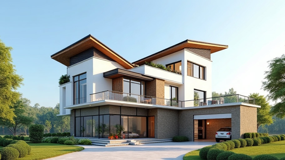 Tham khảo những mẫu thiết kế nhà chữ L 70m2 đẹp mê ly Mẫu thiết kế nhà hình chữ L 70m2 mái lệch
