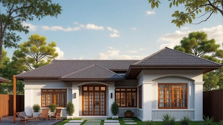 Tham khảo những mẫu thiết kế nhà chữ L 70m2 đẹp mê ly Mẫu thiết kế nhà hình chữ L 70m2 mái Nhật
