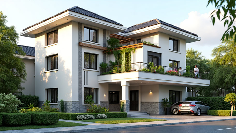 Khám phá top những mẫu thiết kế nhà chữ L 80m2 phổ biến hiện nay Mẫu thiết kế nhà hình chữ L 80m2 3 tầng