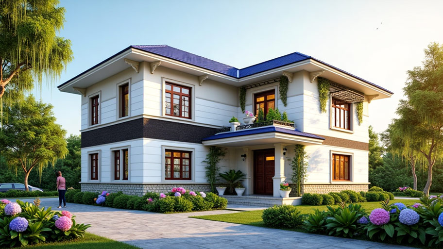 Khám phá top những mẫu thiết kế nhà chữ L 80m2 phổ biến hiện nay Mẫu thiết kế nhà hình chữ L 80m2 có sân vườn
