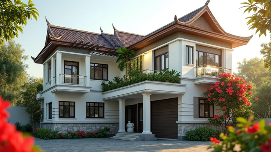 Khám phá top những mẫu thiết kế nhà chữ L 80m2 phổ biến hiện nay Mẫu thiết kế nhà hình chữ L 80m2 đẹp 3 phòng ngủ