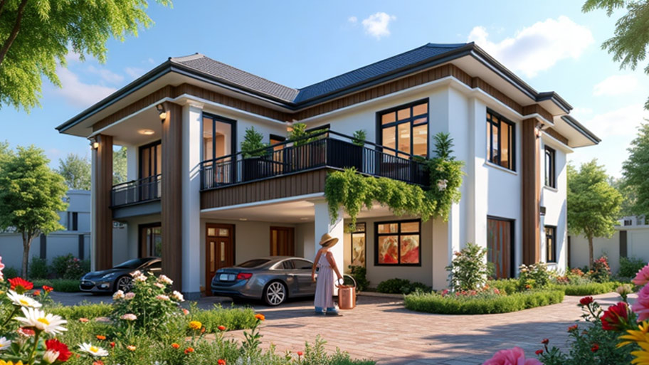 Khám phá top những mẫu thiết kế nhà chữ L 80m2 phổ biến hiện nay Mẫu thiết kế hình chữ L 80m2 đẹp có gara