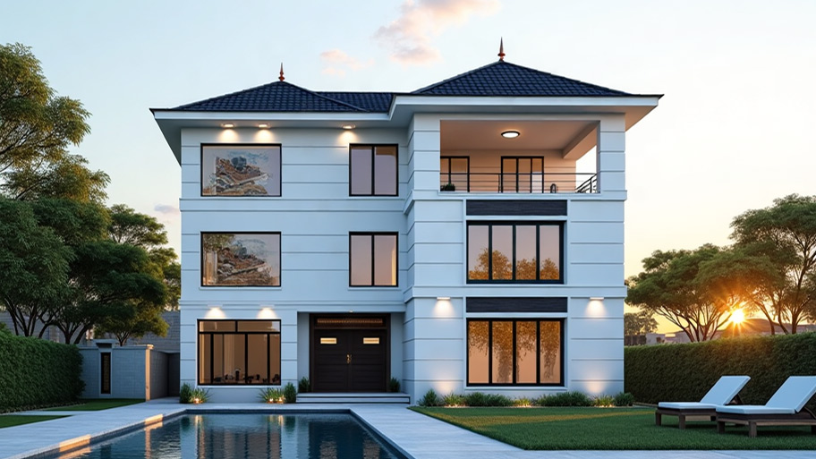 Thiết kế nhà hình chữ L ngược - Góc nhìn kiến trúc & phong thủy Mẫu thiết kế nhà hình chữ L ngược 3 tầng