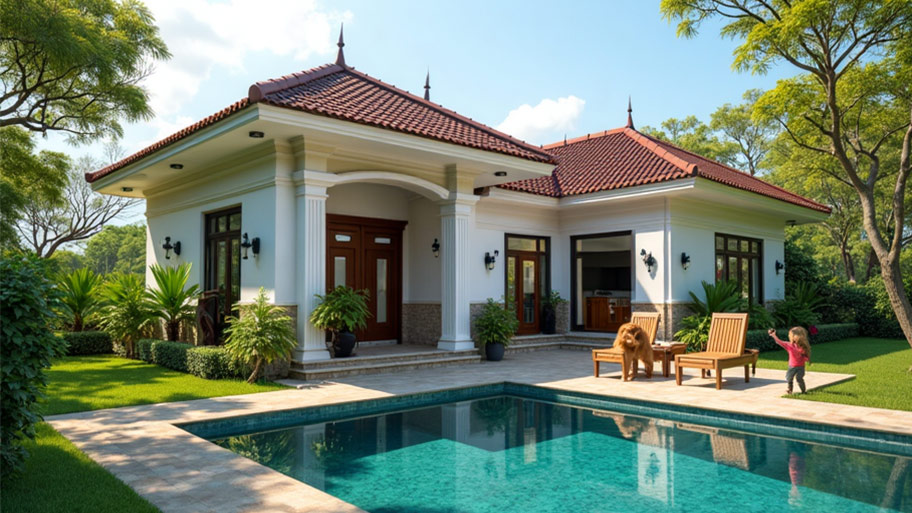 Thiết kế nhà hình chữ L ngược - Góc nhìn kiến trúc & phong thủy Mẫu thiết kế nhà hình chữ L ngược mái Nhật
