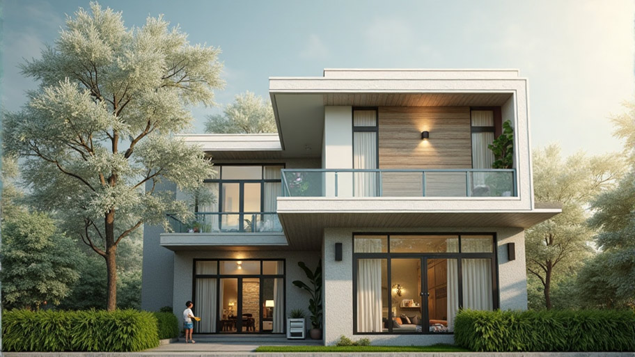 Thiết kế nhà hình chữ L ngược - Góc nhìn kiến trúc & phong thủy Mẫu thiết kế nhà hình chữ L ngược phong cách hiện đại