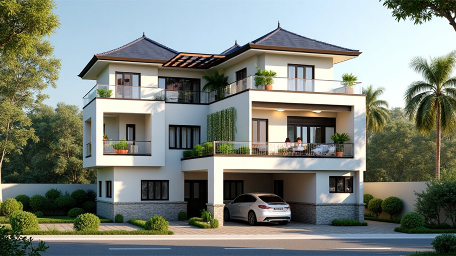 Thiết kế nhà mái Nhật – Xu hướng tinh tế, hiện đại cho không gian sống Mẫu thiết kế nhà mái Nhật 3 tầng đẹp