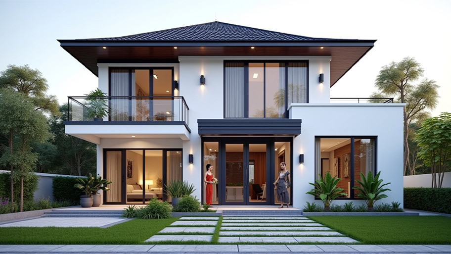 Thiết kế nhà mái Nhật – Xu hướng tinh tế, hiện đại cho không gian sống Mẫu thiết kế nhà mái Nhật phong cách hiện đại