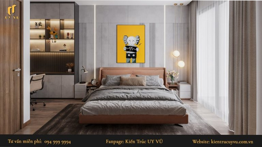 Tổng hợp 50+ mẫu thiết kế nội thất phòng ngủ hiện đại, tiện nghi Phòng ngủ với hệ cửa sổ lớn mang lại cảm giác rộng rãi