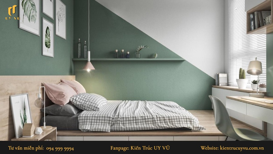 Tổng hợp 50+ mẫu thiết kế nội thất phòng ngủ hiện đại, tiện nghi Mẫu thiết kế phòng ngủ 12m2 gam màu xanh