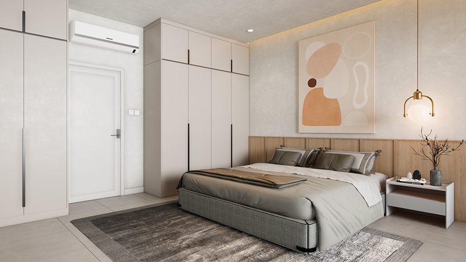 Xuýt xoa với 30 mẫu thiết kế phòng ngủ cho vợ chồng đẹp mê ly Thiết kế phòng ngủ cho vợ chồng tối giản, thanh lịch