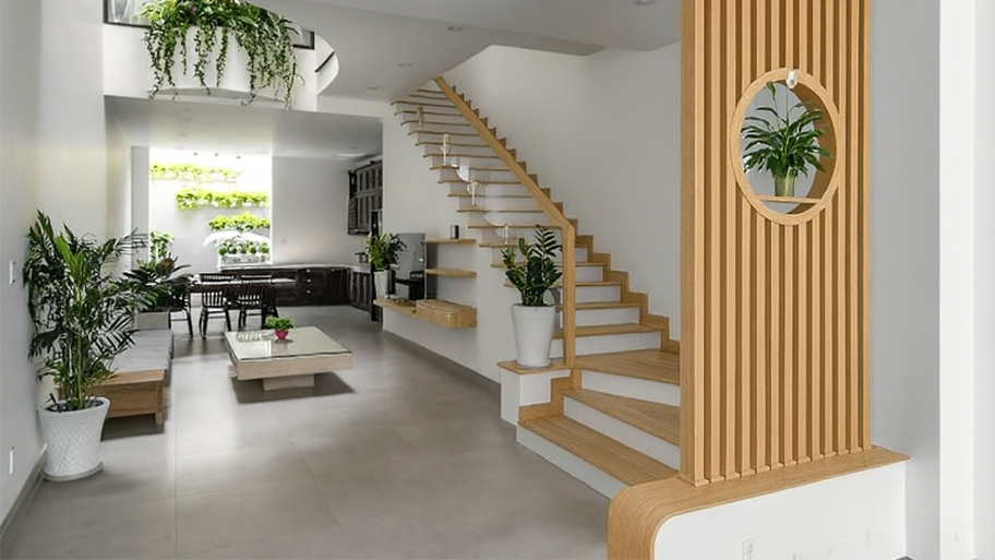 Cầu thang gỗ: Sự giao thoa tinh tế giữa truyền thống và hiện đại Cầu thang gỗ sồi