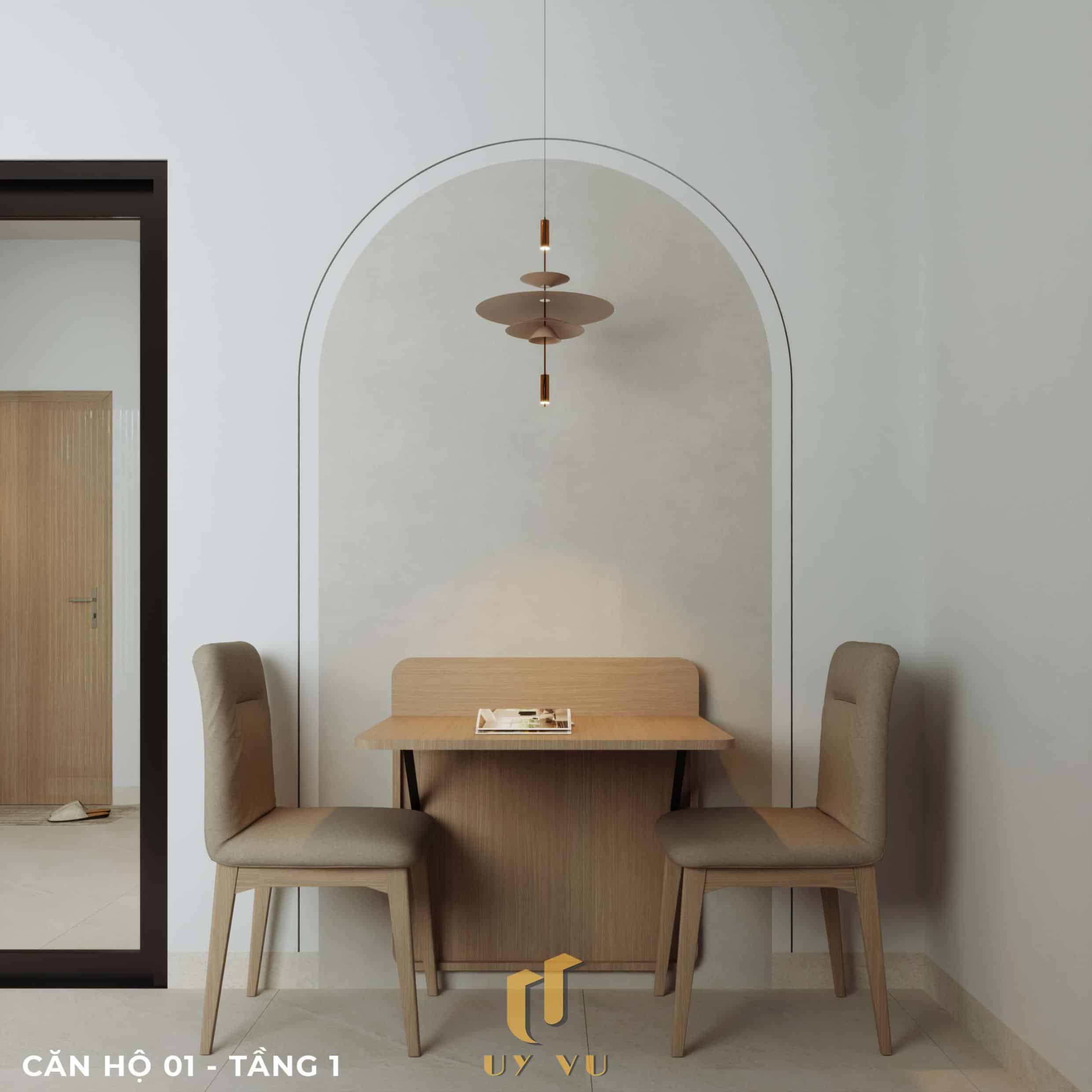 P's Apartment - Không gian sống dễ chịu cho nhịp sống đô thị Phối cảnh phòng khách căn hộ 01 tầng 1 căn hộ chị Phương Đà Nẵng