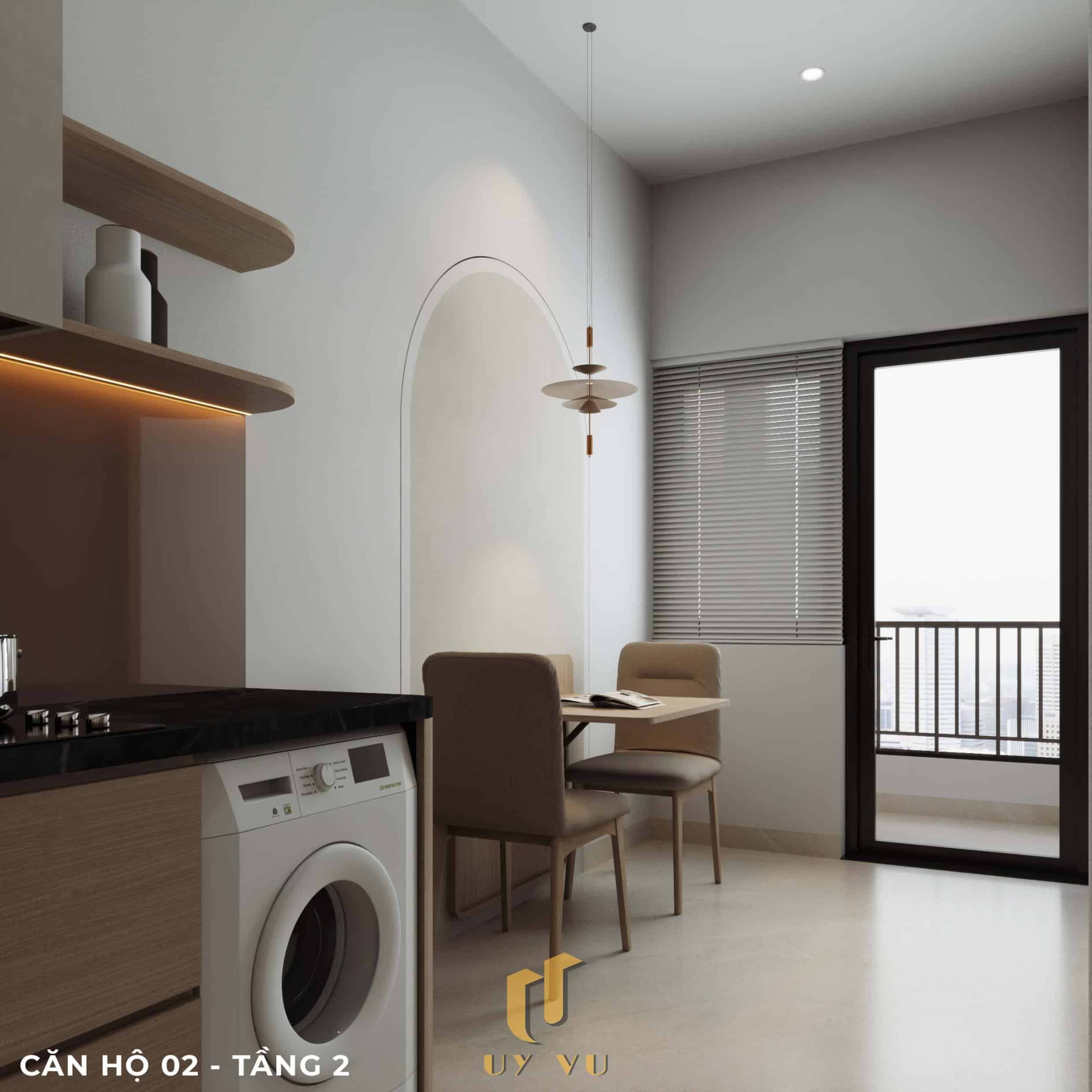 P's Apartment - Không gian sống dễ chịu cho nhịp sống đô thị Phối cảnh phòng khách căn hộ 02 tầng 2 căn hộ chị Phương Đà Nẵng