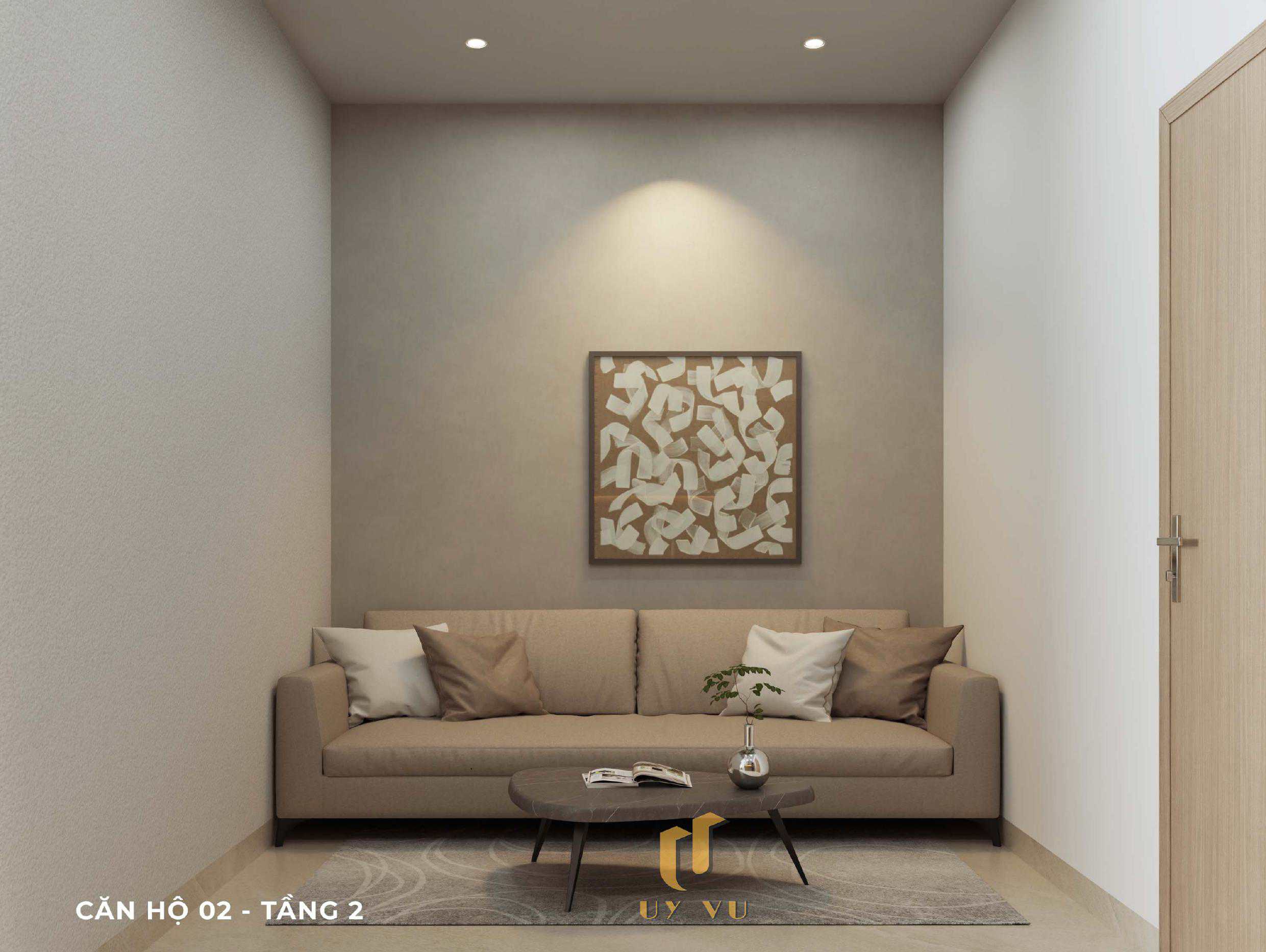 P's Apartment - Không gian sống dễ chịu cho nhịp sống đô thị Phối cảnh phòng khách căn hộ 02 tầng 2 căn hộ chị Phương Đà Nẵng