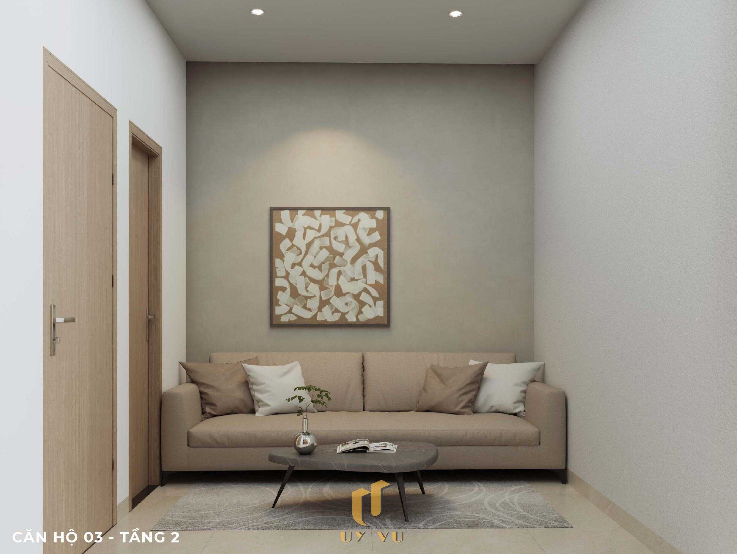 P's Apartment - Không gian sống dễ chịu cho nhịp sống đô thị Phối cảnh phòng khách căn hộ 03 tầng 2 căn hộ chị Phương Đà Nẵng