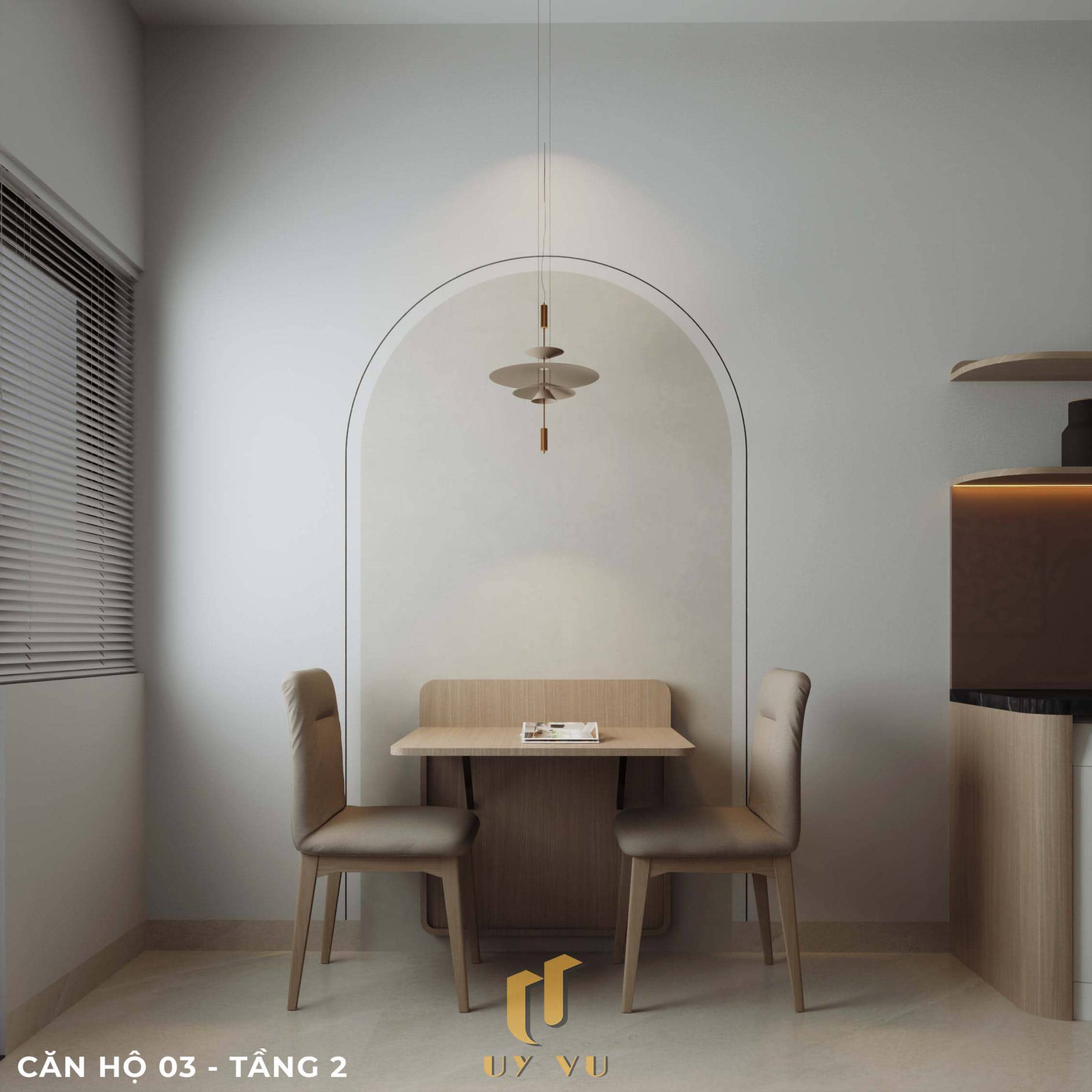 P's Apartment - Không gian sống dễ chịu cho nhịp sống đô thị Phối cảnh phòng khách căn hộ 03 tầng 2 căn hộ chị Phương Đà Nẵng