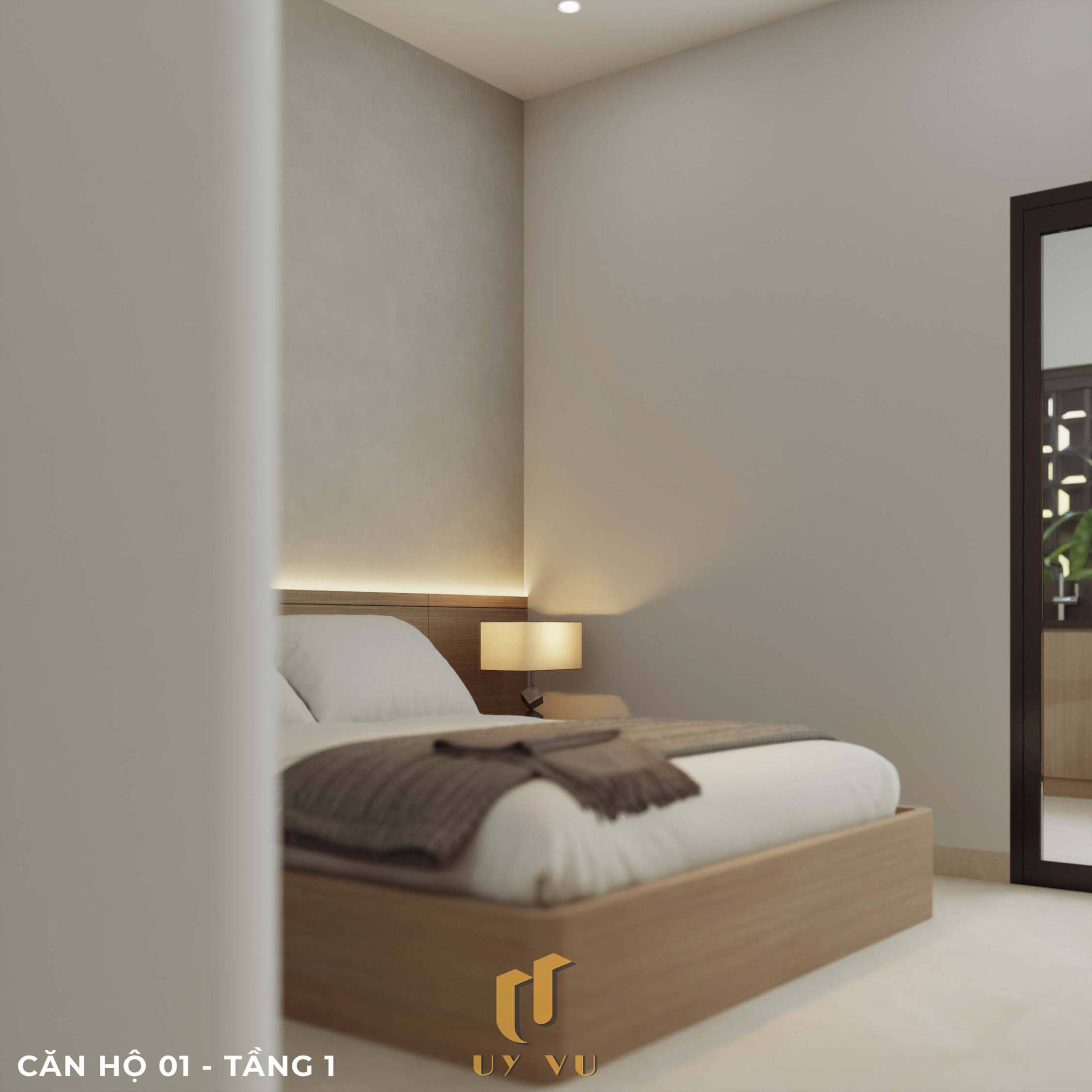 P's Apartment - Không gian sống dễ chịu cho nhịp sống đô thị Phối cảnh phòng ngủ căn hộ 01 tầng 1 căn hộ chị Phương Đà Nẵng