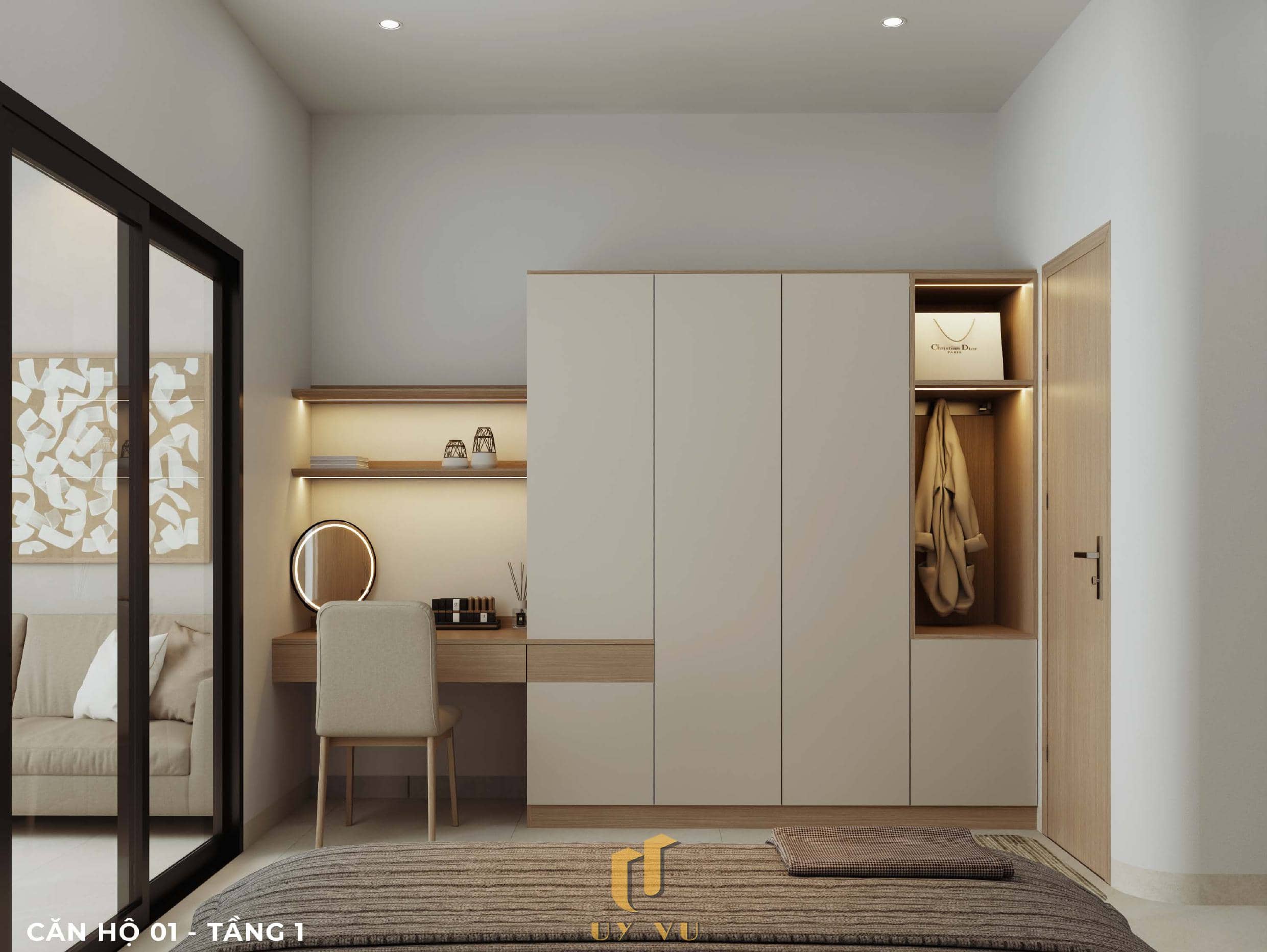 P's Apartment - Không gian sống dễ chịu cho nhịp sống đô thị Phối cảnh phòng ngủ căn hộ 01 tầng 1 căn hộ chị Phương Đà Nẵng