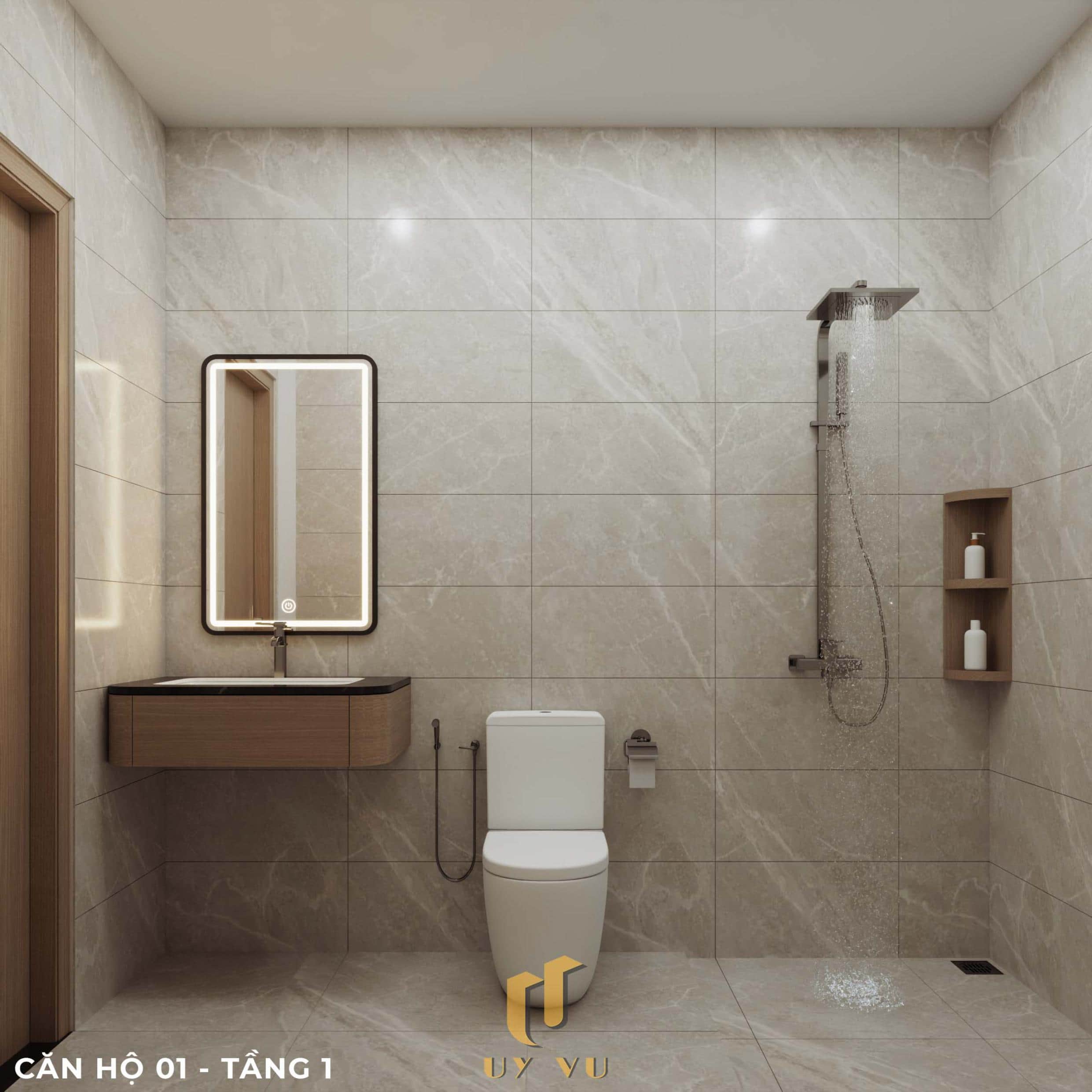 P's Apartment - Không gian sống dễ chịu cho nhịp sống đô thị Phối cảnh wc căn hộ 01 tầng 1 căn hộ chị Phương Đà Nẵng