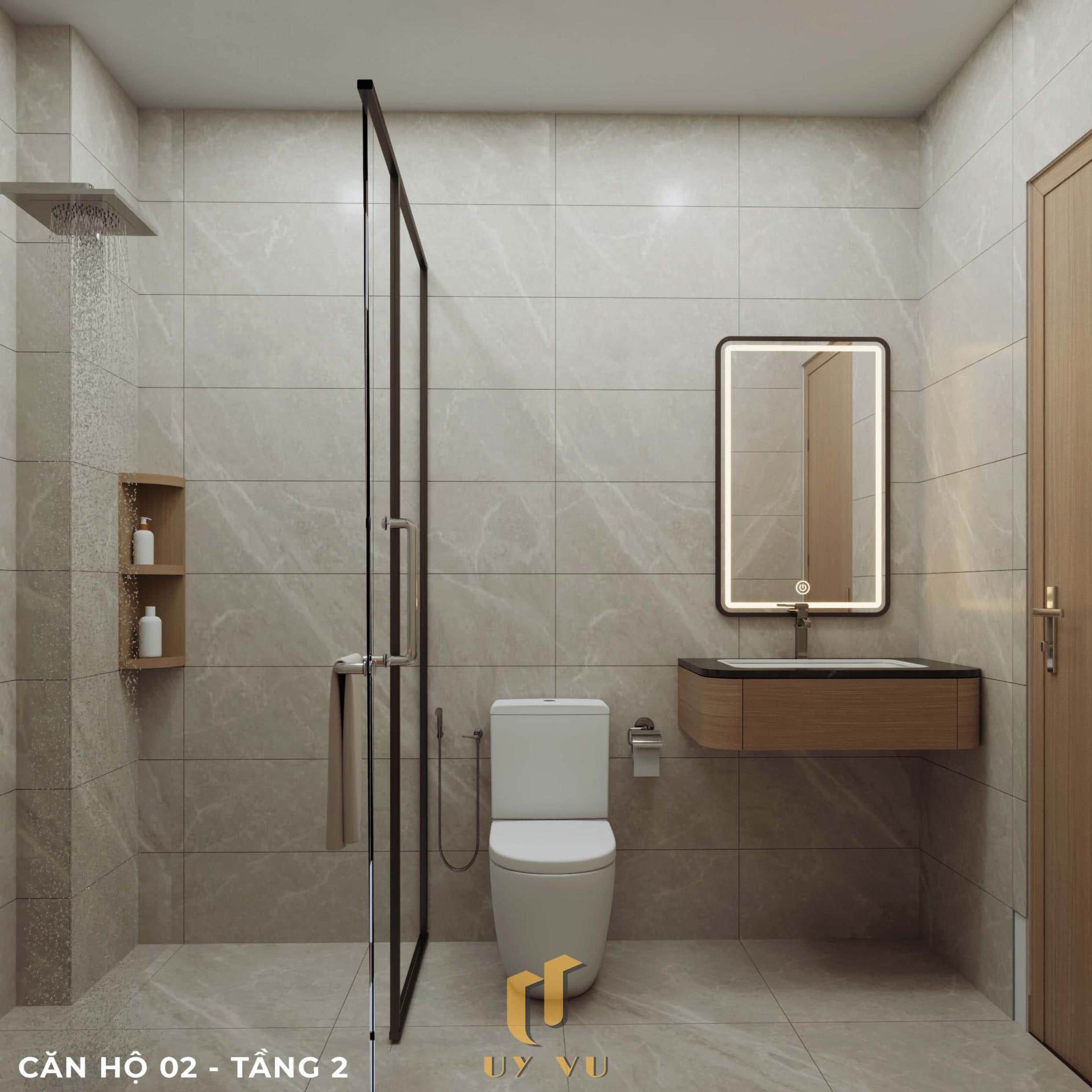 P's Apartment - Không gian sống dễ chịu cho nhịp sống đô thị Phối cảnh wc căn hộ 02 tầng 2 căn hộ chị Phương Đà Nẵng