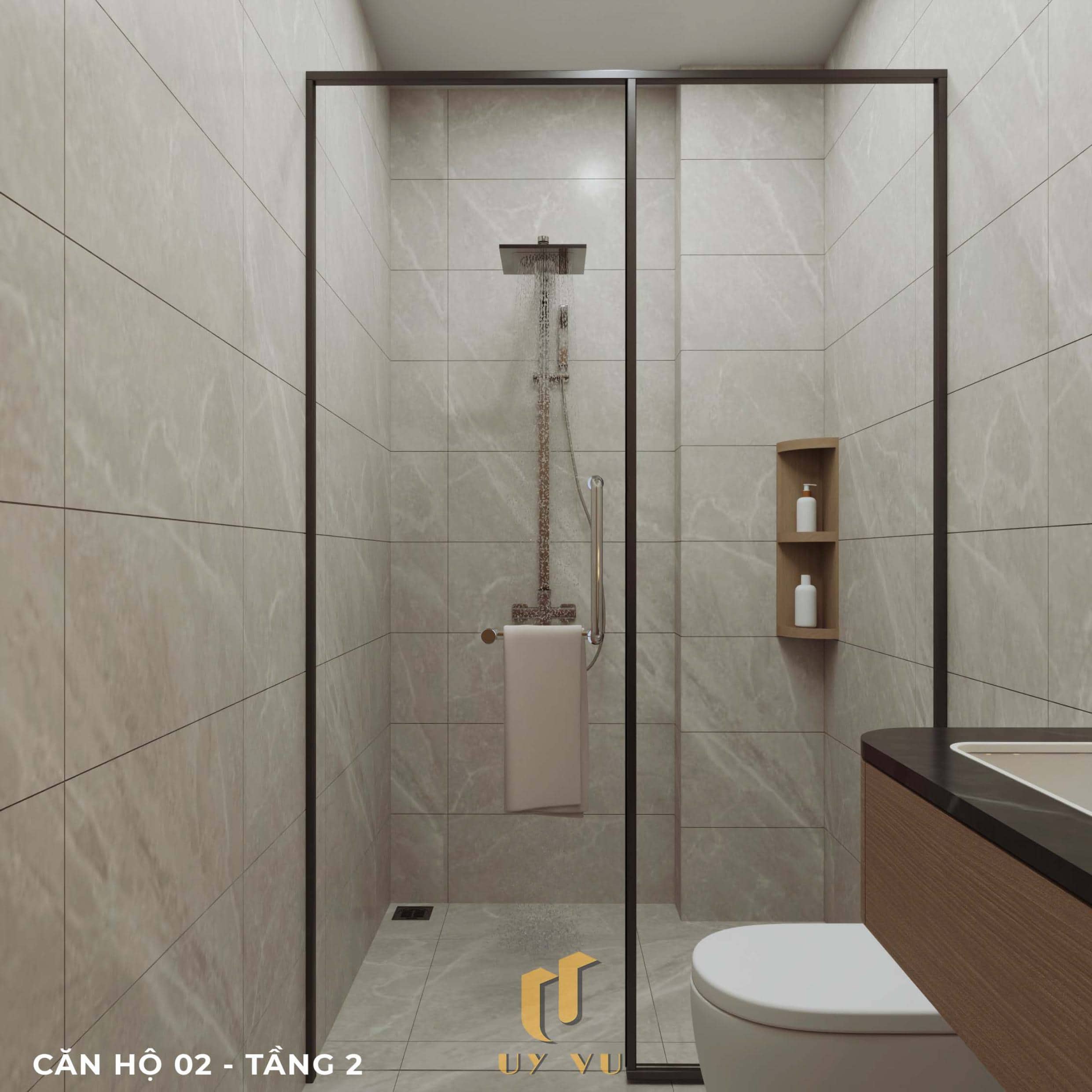 P's Apartment - Không gian sống dễ chịu cho nhịp sống đô thị Phối cảnh wc căn hộ 02 tầng 2 căn hộ chị Phương Đà Nẵng