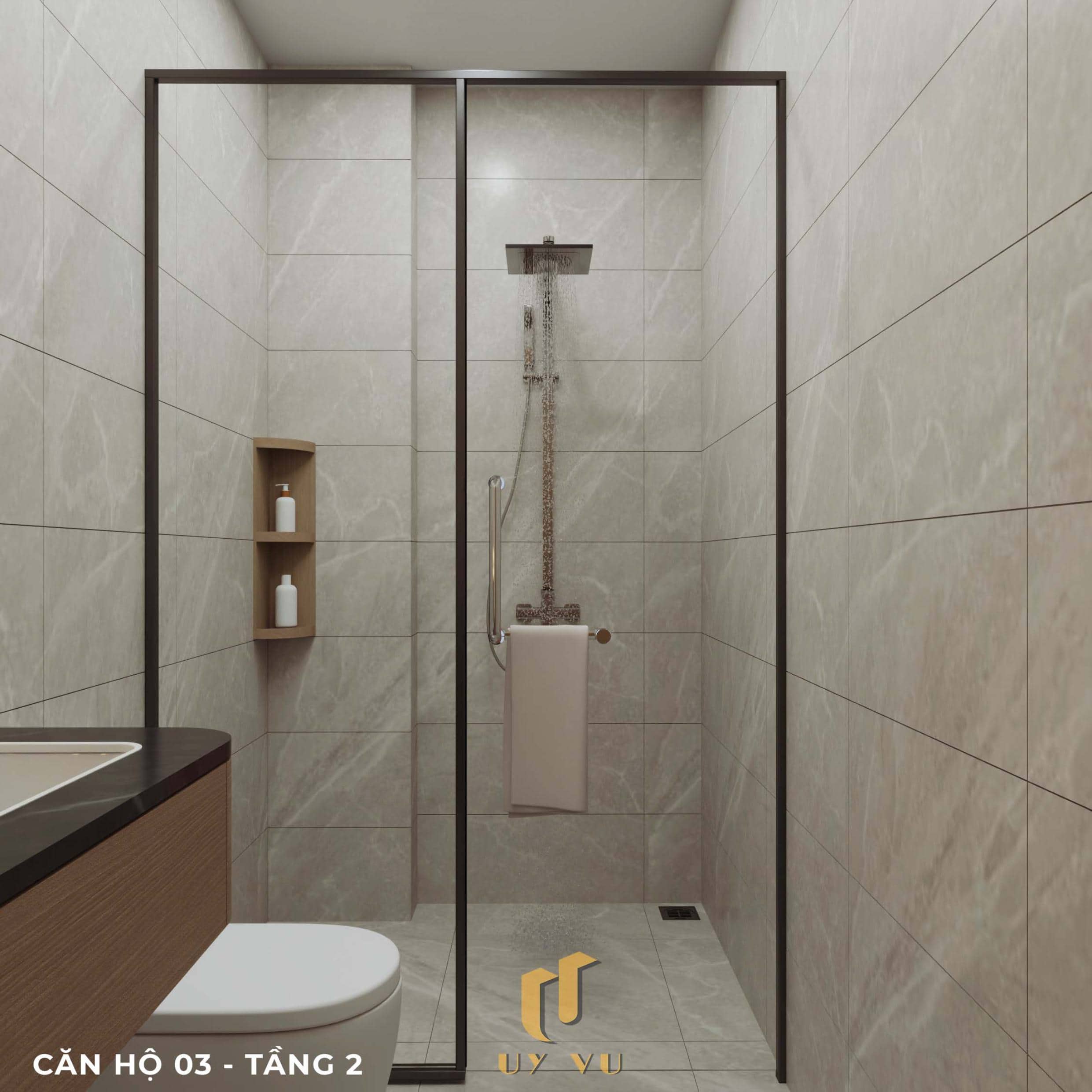 P's Apartment - Không gian sống dễ chịu cho nhịp sống đô thị Phối cảnh wc căn hộ 03 tầng 2 căn hộ chị Phương Đà Nẵng