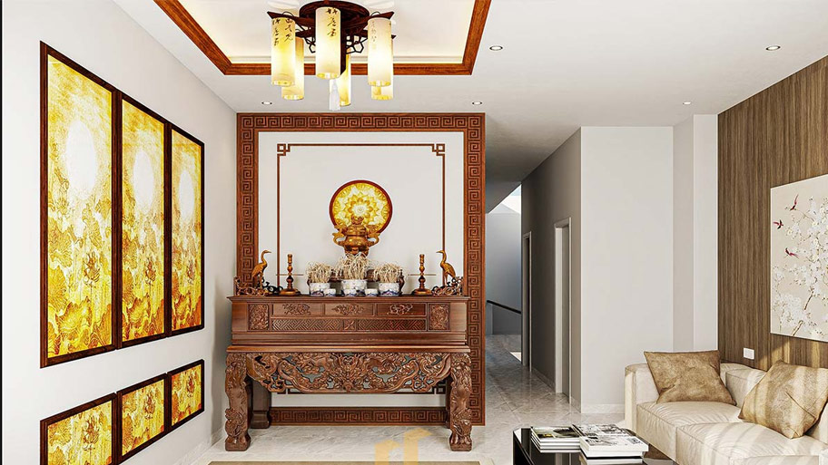 20+ Mẫu bàn thờ đẹp, hiện đại và lưu ý để chọn bàn thờ hợp phong thủy Mẫu bàn thờ gia tiên cổ điển, sang trọng