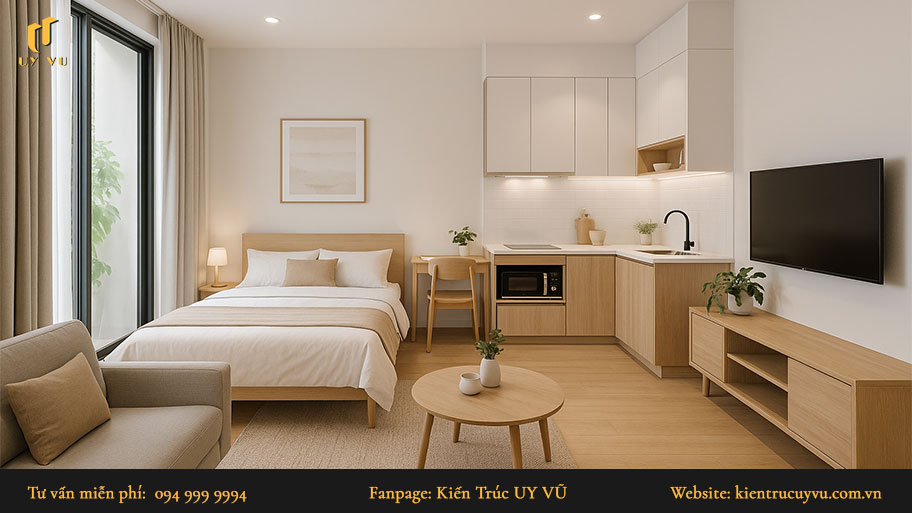 Thiết kế mẫu căn hộ studio Uy Vũ