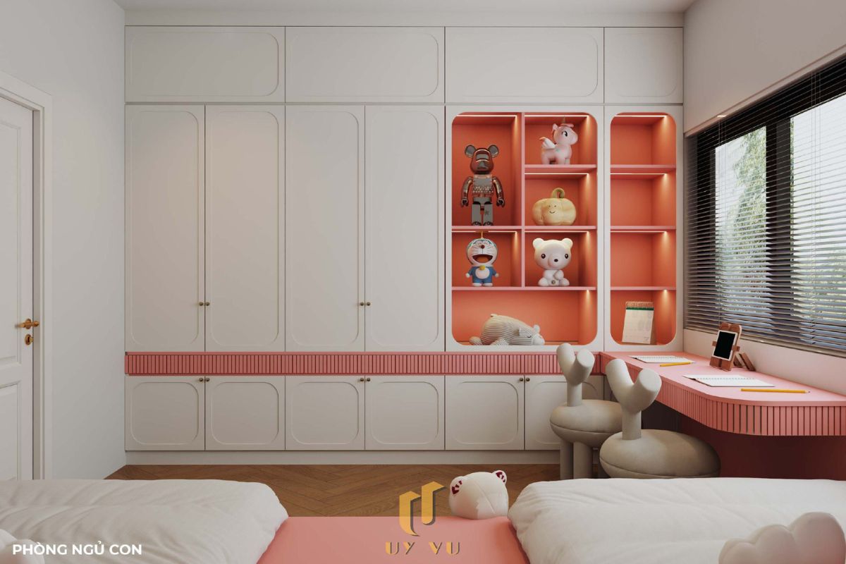 Sang trọng & đẳng cấp với mẫu nhà phố cổ điển 3 tầng - anh Hưng Phòng ngủ con màu sắc tươi sáng