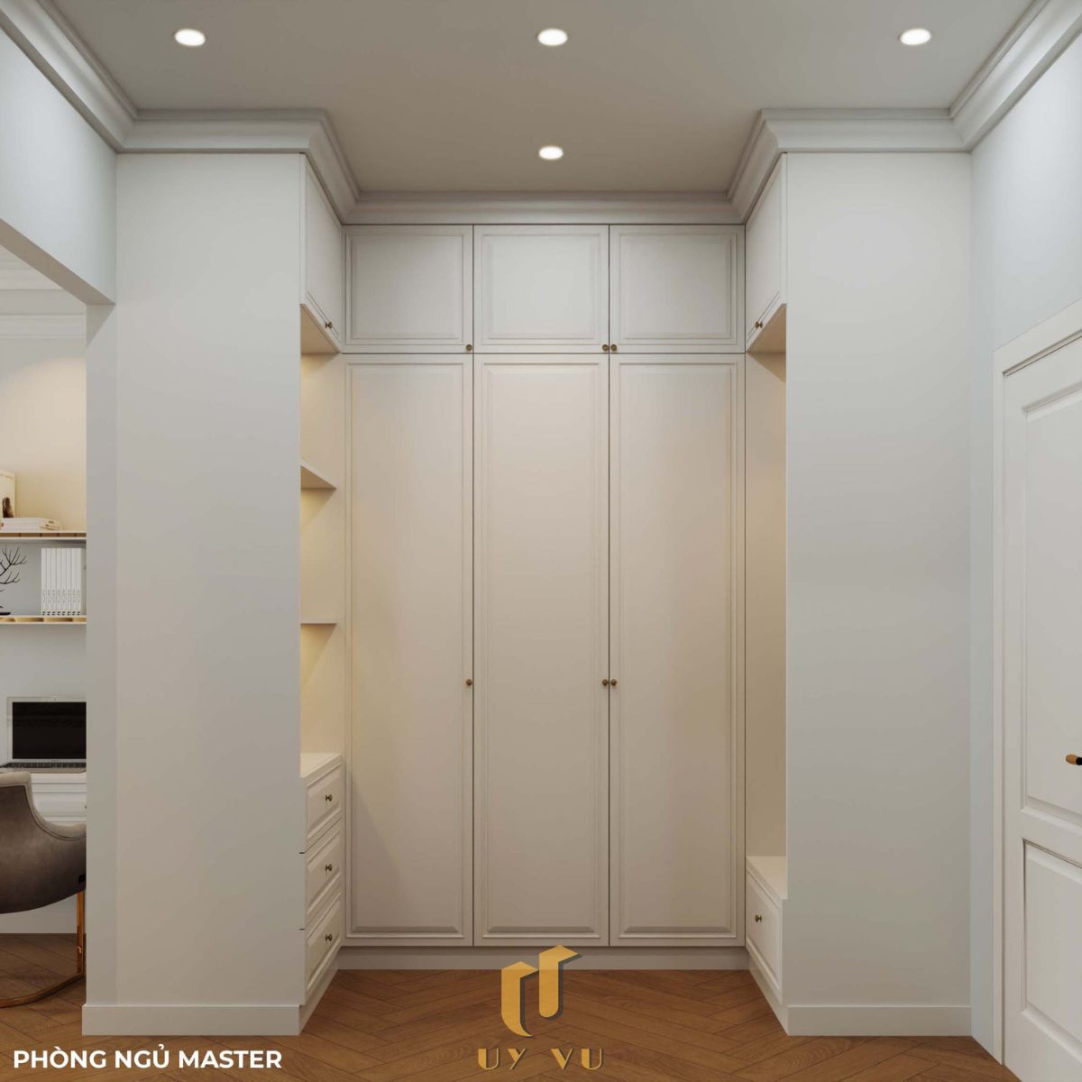 Sang trọng & đẳng cấp với mẫu nhà phố cổ điển 3 tầng - anh Hưng Phòng ngủ Master nhã nhặn