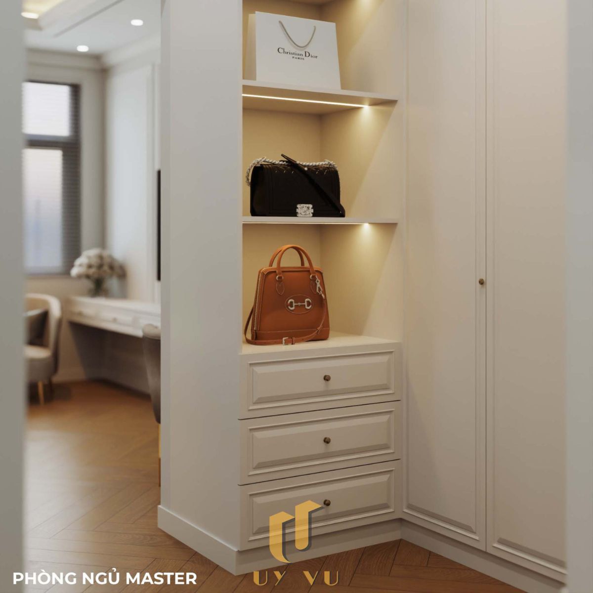 Sang trọng & đẳng cấp với mẫu nhà phố cổ điển 3 tầng - anh Hưng Phòng ngủ Master thanh nhã