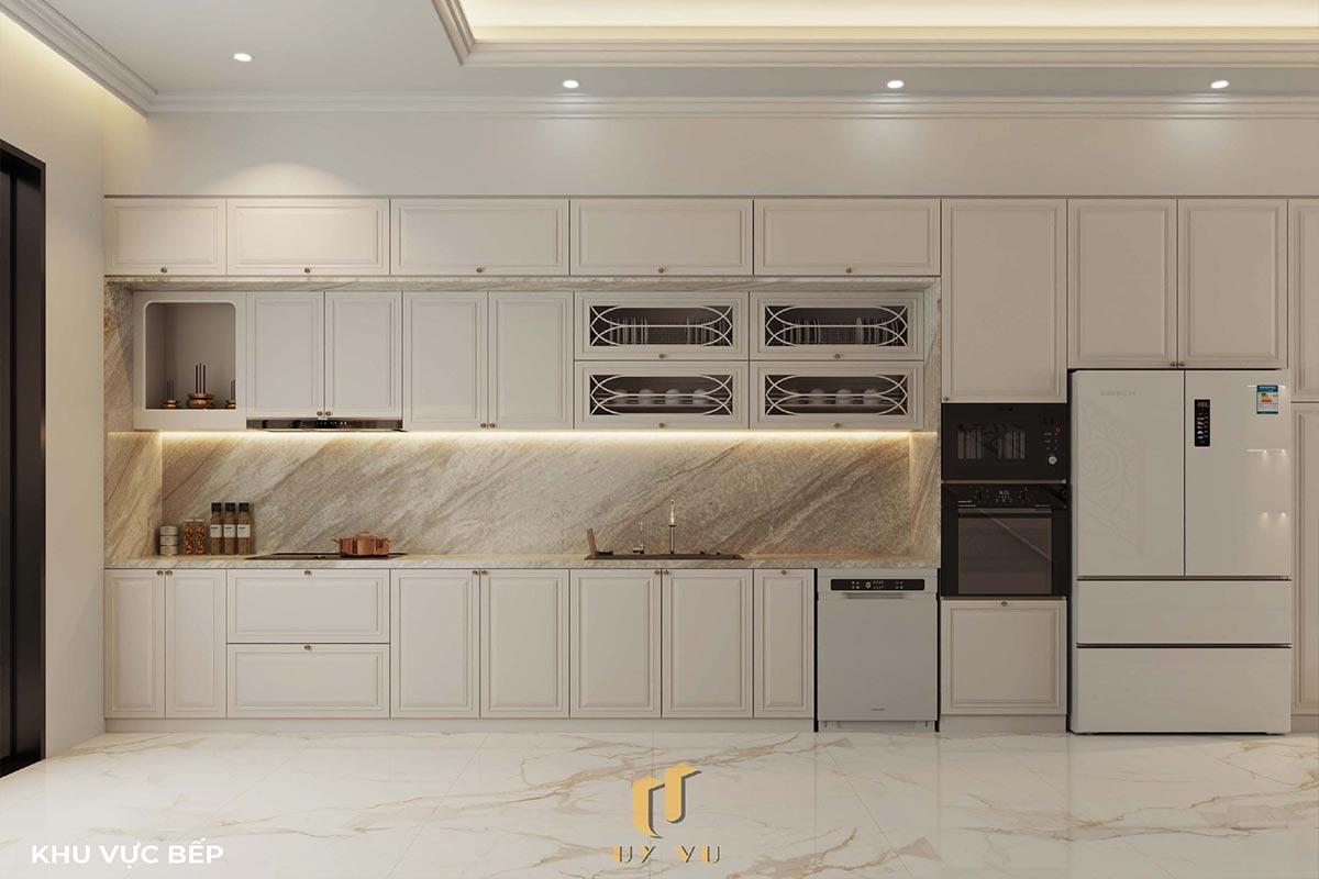 Sang trọng & đẳng cấp với mẫu nhà phố cổ điển 3 tầng - anh Hưng Không gian bếp nhà anh Hưng chị Thoa Đà Nẵng