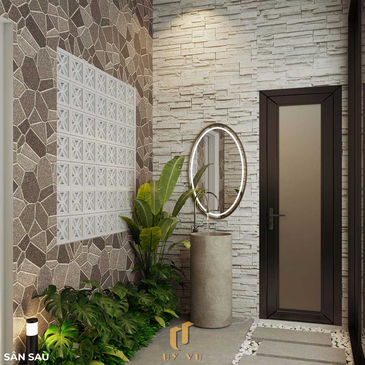 Sang trọng & đẳng cấp với mẫu nhà phố cổ điển 3 tầng - anh Hưng Không gian sân sau nhà anh Hưng chị Thoa