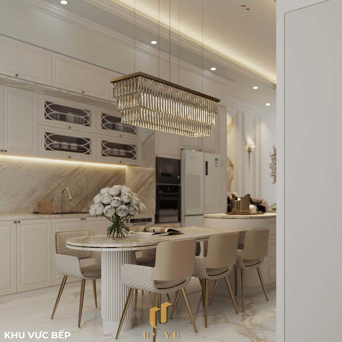 Sang trọng & đẳng cấp với mẫu nhà phố cổ điển 3 tầng - anh Hưng Khu vực bếp nhà anh Hưng chị Thoa