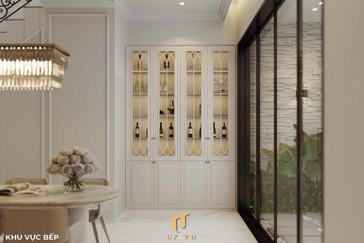 Sang trọng & đẳng cấp với mẫu nhà phố cổ điển 3 tầng - anh Hưng Phối cảnh khu vực bếp nhà anh Hưng chị Thoa