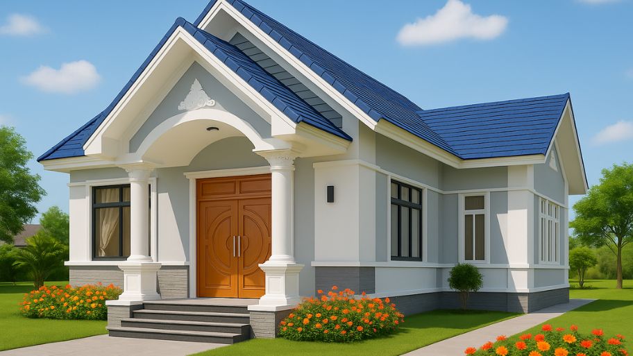 Hệ thống mái có độ dốc khá cao, tránh để nước mưa ứ đọng trên mái