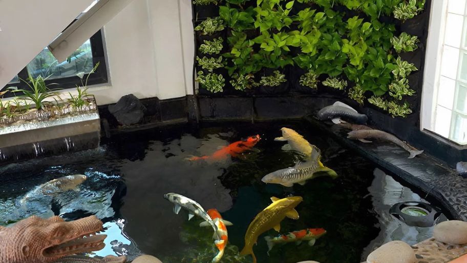 Hồ cá koi trong nhà với thiết kế sang trọng