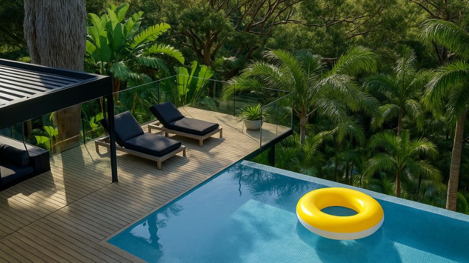 Chuẩn “resort tại gia” với những mẫu thiết kế nhà có hồ bơi trên sân thượng Mẫu nhà có hồ bơi trên sân thượng phong cách hiện đại
