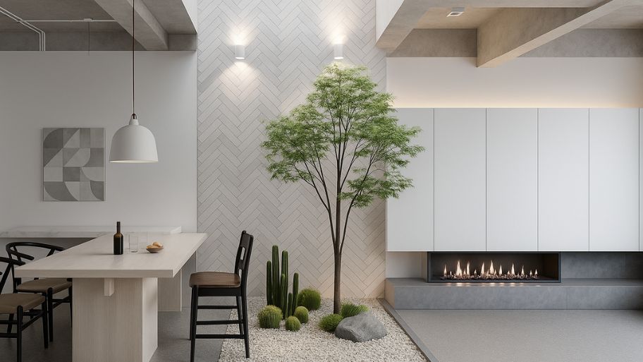 Mẫu nhà phố 3 tầng hiện đại với giếng trời kết hợp cây xanh