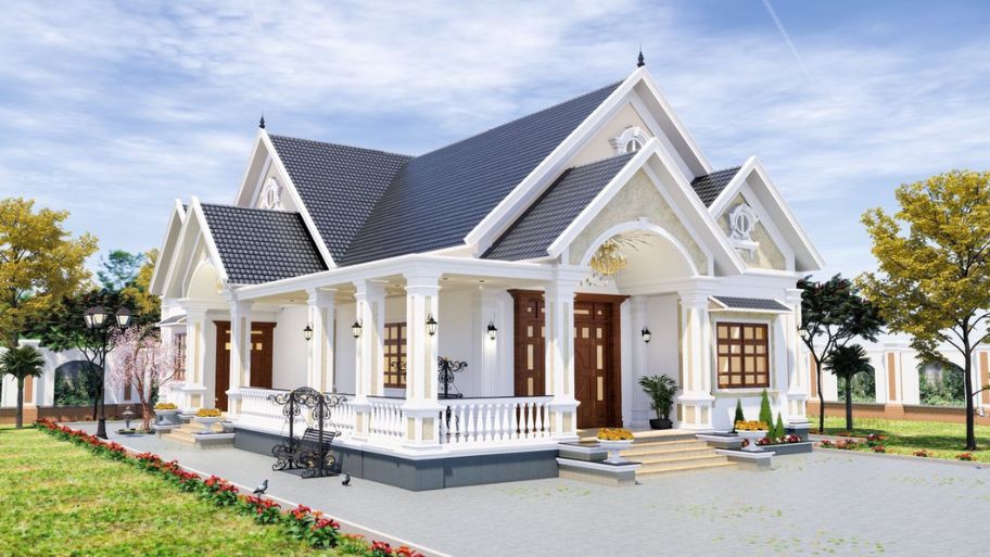 Mẫu nhà vườn kiểu Pháp gần gũi với thiên nhiên