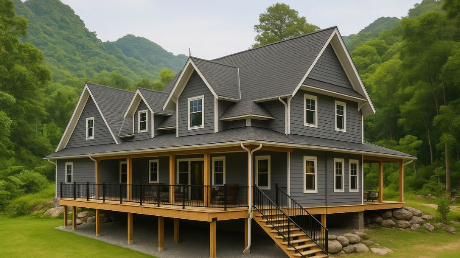 Khám phá 4 mẫu thiết kế nhà trên đồi dốc giúp tận dụng địa hình thành lợi thế Mẫu thiết kế nhà trên đất dốc với mái dốc độc đáo