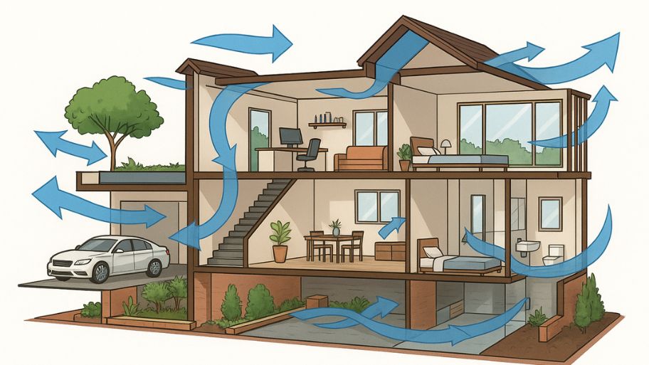 Khám phá cách thiết kế thông gió nhà ở đẹp, thông minh & hiệu quả Thông gió tự nhiên theo nguyên lý chênh lệch nhiệt độ (Thermal Force)