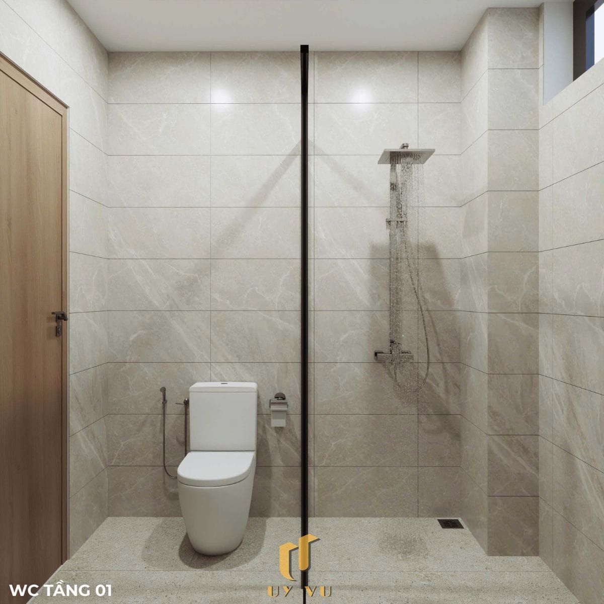 Nhà phố hiện đại - Khoảng sống mở, chạm đến sự thư thái mỗi ngày WC tầng 01 hiện đại nhà dì Hà