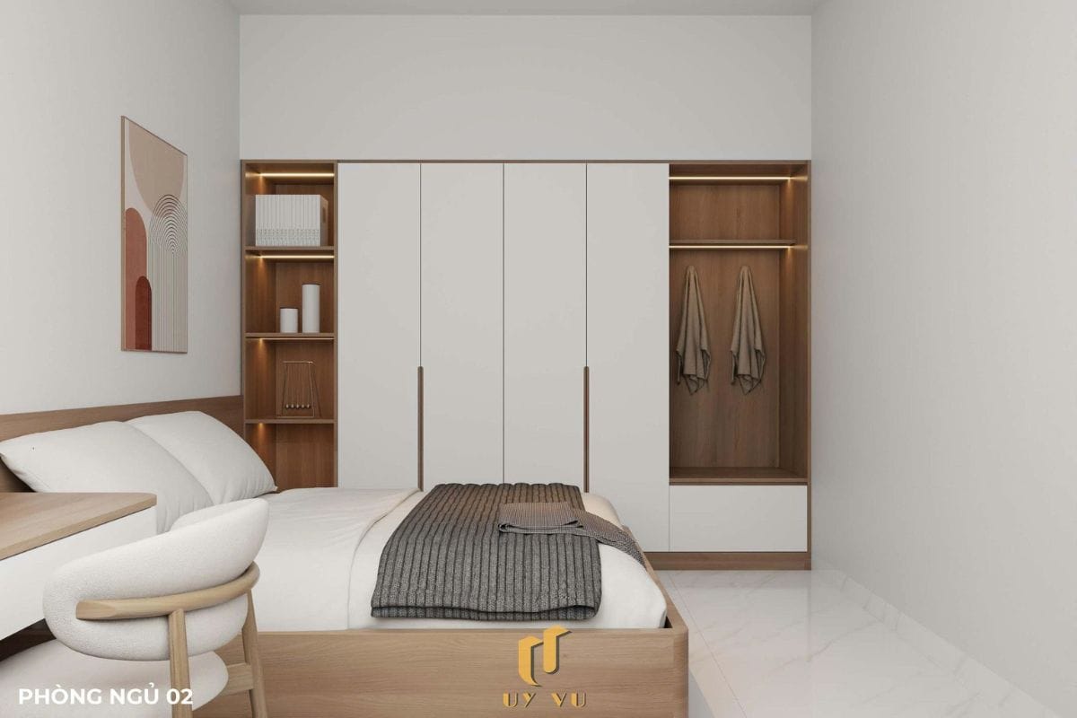 Nhà phố hiện đại - Khoảng sống mở, chạm đến sự thư thái mỗi ngày Phòng ngủ 02 nhà dì Hà