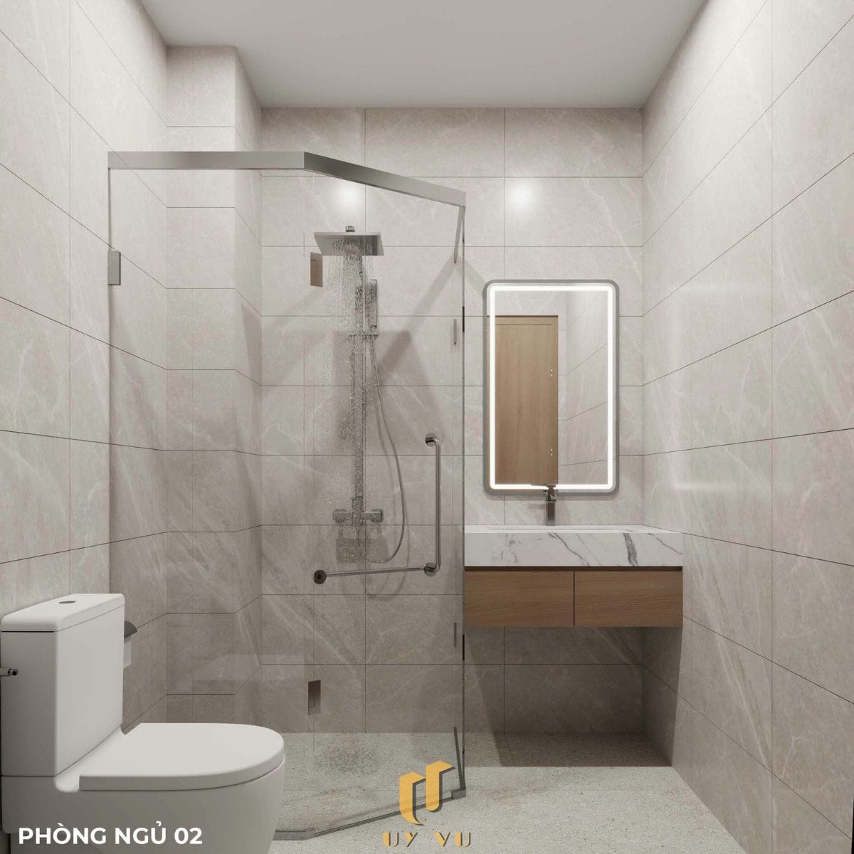 Nhà phố hiện đại - Khoảng sống mở, chạm đến sự thư thái mỗi ngày WC phòng ngủ 02 nhà dì Hà