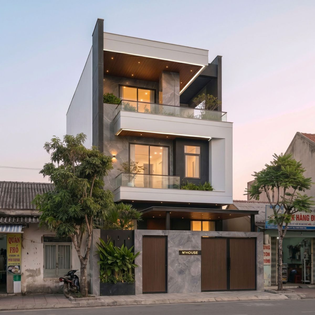 Hiện đại và tinh tế với biệt thự nhà anh Nghị - Đà Nẵng Thiết kế mặt tiền biệt thự nhà anh Nghị - Đà Nẵng