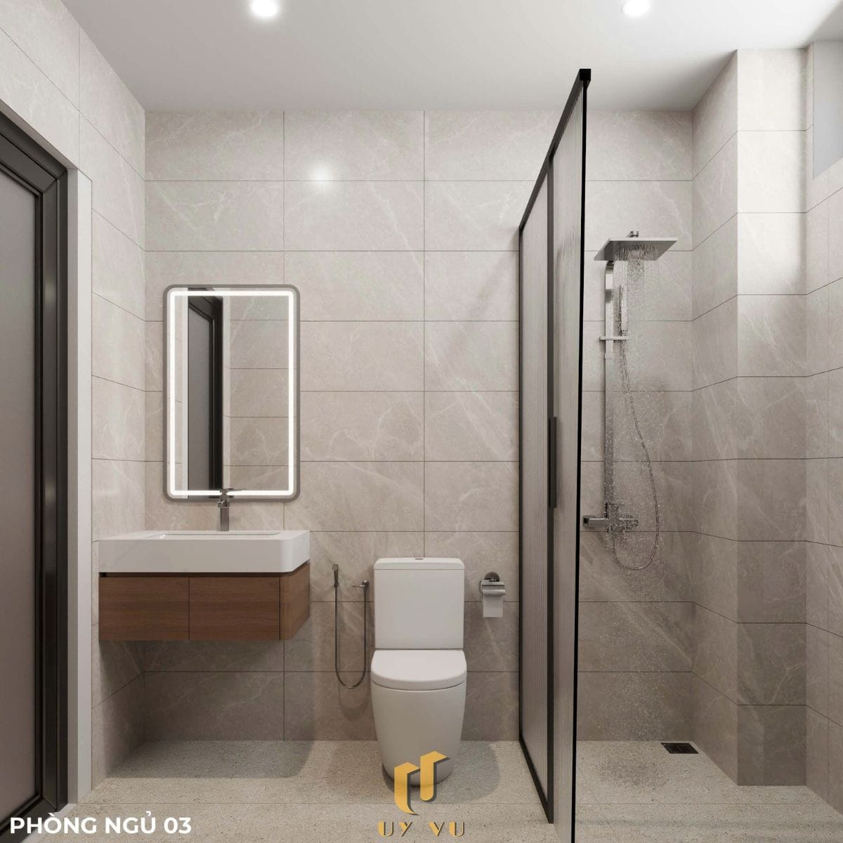 Nhà phố hiện đại - Khoảng sống mở, chạm đến sự thư thái mỗi ngày WC hiện đại phòng ngủ nhà dì Hà